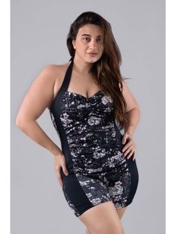 Keepfit - Black Printed Regular Fit Swimwear