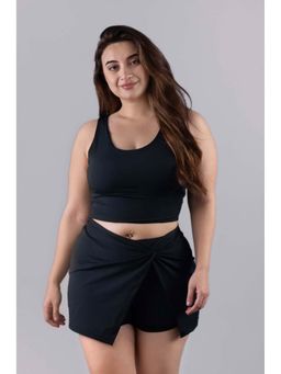 Keepfit - Black Solid Regular Fit Top and Skirt