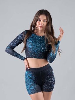 Keepfit - Blue Printed Regular Fit Top and Shorts