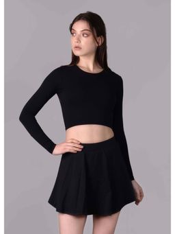 Keepfit - Black Solid Regular Fit Top and Skirt