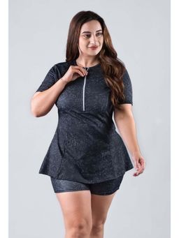 Keepfit - Black Printed Regular Fit Top and Shorts