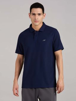 SKECHERS - Blue Solid Regular Fit Polo T-Shirt