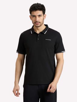 SKECHERS - Black Solid Regular Fit Polo T-Shirt