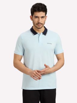 SKECHERS - Blue Solid Regular Fit Polo T-Shirt