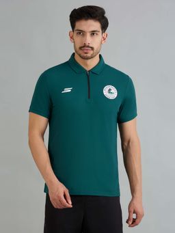 SKECHERS - Green Solid Regular Fit Polo T-Shirt