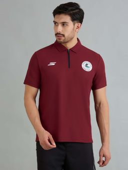SKECHERS - Maroon Solid Regular Fit Polo T-Shirt