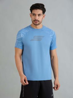 SKECHERS - Blue Solid Regular Fit T-Shirt