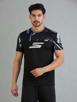 SKECHERS - Black Printed Regular Fit T-Shirt