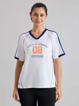 SKECHERS - Women MI V- NECK OVERSIZED WHITE T-SHIRT