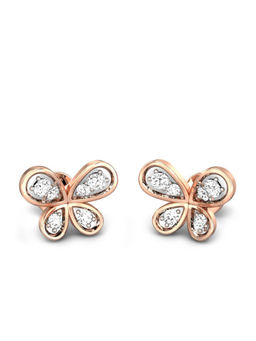 Candere by Kalyan Jewellers - 18K BIS Hallmark Rose Gold and Diamond Butterfly Earrings