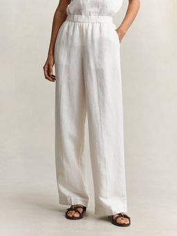 GANT - Women White Linen Blend Pant