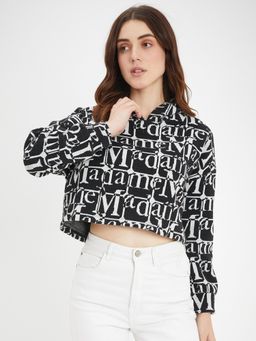 Madame - Women Black Crop Hoodies