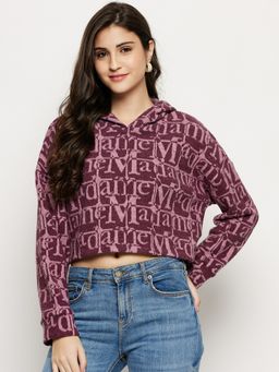 Madame - Women Pink Crop Hoodies