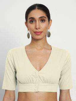 Thevasa - Off White Graceful Pleat Stitched Blouse