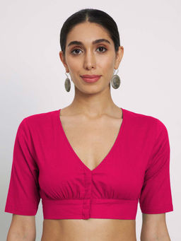 Thevasa - Pink Graceful Pleat Stitched Blouse