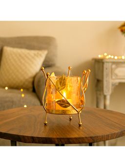 Voncasa - Swirl T-Light Holder (Black & Golden)