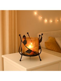Voncasa - Leaf T-Light Holder (Black & Golden)