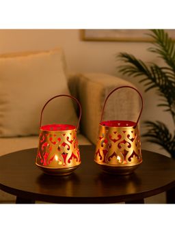 Voncasa - (Pack of 2) Hanging T-Light Holders (Red)