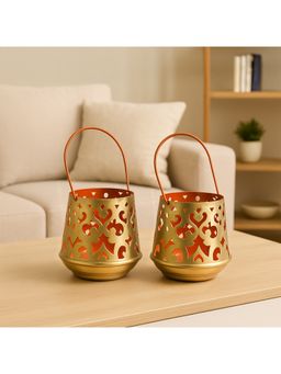 Voncasa - Hanging T-Light Holder (Pack of 2) (Orange)