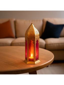 Voncasa - Gold-Toned Domed Moroccan Lantern Candle Holder