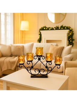 Voncasa - 5 Votive Tealight Holder - Black & Gold