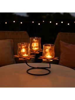 Voncasa - 3 Votive Tealight Holder-Golden Frame