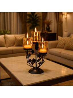 Voncasa - Black Votive T-Light Glass Candle Holder