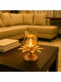 Voncasa - Single Votive T-Light Holder Golden Lotus Radiance