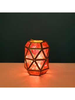 Voncasa - Hanging Tealight Holder - Pink Glossy Metal with Fuchsia & Turquoise Glass