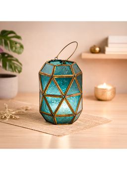 Voncasa - Hanging Metal Tealight Holder ? Glossy Blue truncated Metal Design