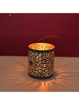 Voncasa - Round Hanging Tealight Holders - Glossy Black and Turquoise Metal