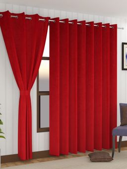 Florida - Premium Velvet Door Curtain Soft and Lightweight - Red