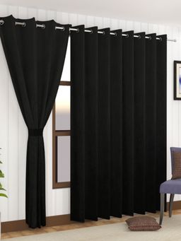 Florida - Premium Velvet Door Curtain Soft and Lightweight - Black