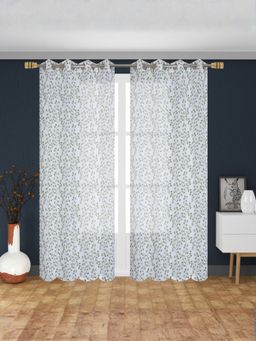 Florida - Sheer Door Curtain Floral Print - Ivory