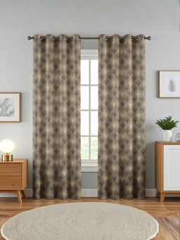 Florida - Blackout Door Curtain Satin Foil Print - Brown