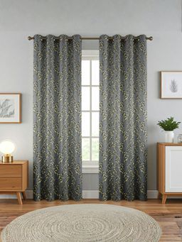 Florida - Blackout Door Curtain Satin Foil Print - Grey