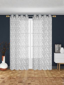 Florida - Sheer Door Curtain Abstract Print - White