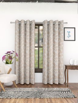 Florida - Jacquard Leaf Print Door Curtain Summer Vibe - Beige
