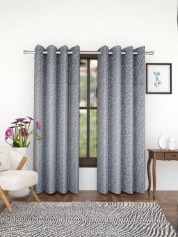 Florida - Jacquard Leaf Print Door Curtain Summer Vibe - Grey