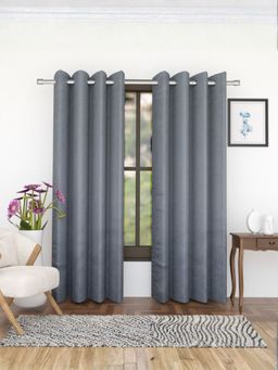 Florida - Jacquard Door Curtain Summer Vibe Lightweight - Charcoal