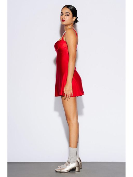 Buy FREAKINS Goody Satin Red Dress (XS) Online Buy FREAKINS Goody Satin Red Dress (XS) Online
