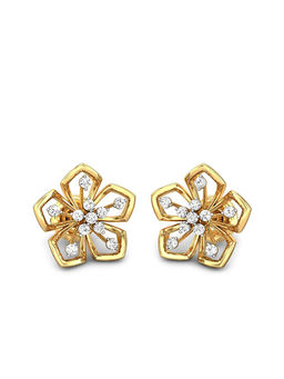 Candere by Kalyan Jewellers - 18K (750) Yellow Gold & Diamond Stud Earrings for Women