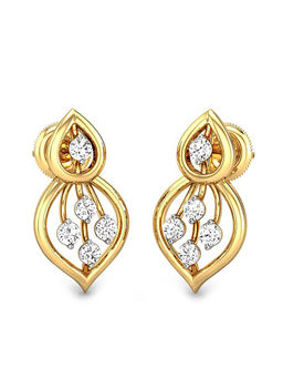 Candere by Kalyan Jewellers - 18K (750) Yellow Gold & Diamond Stud Earrings for Women