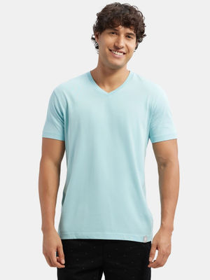 Buy Jockey 2726 Men Super Combed Cotton Rich Solid V Neck T-Shirt - Sea ...