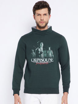 CRIMSOUNE CLUB - Mens Green Printed Sweatshirt