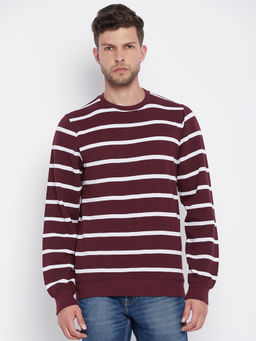 CRIMSOUNE CLUB - Mens Maroon Striped Sweatshirt