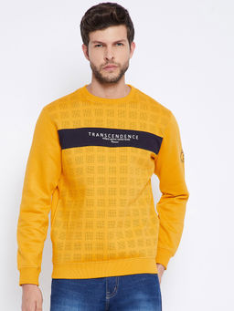 CRIMSOUNE CLUB - Mens Mustard Printed Sweatshirt
