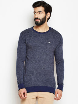 CRIMSOUNE CLUB - Mens Navy Blue Solid Sweater
