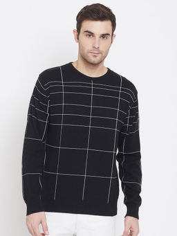 CRIMSOUNE CLUB - Mens Black Checked Sweater