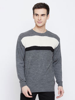 CRIMSOUNE CLUB - Mens Grey Colourblocked Sweater